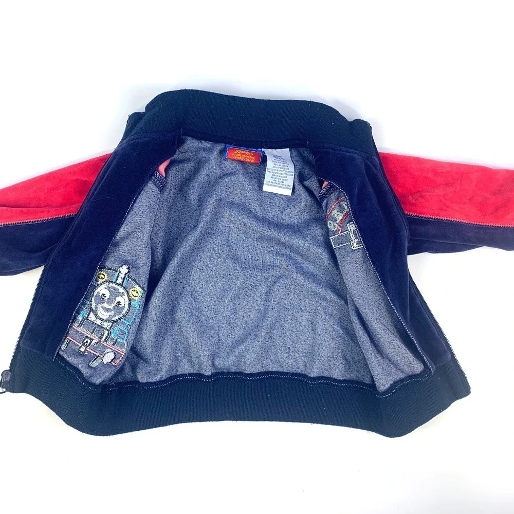 VTG Thomas the Tank Engine Velour‎ Track Jacket Sz 2T Blue Red 01 Train